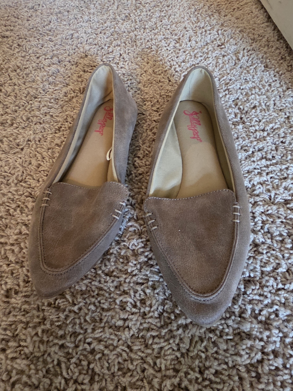 Jellypop Taupe Suede Pointed Toe Flats